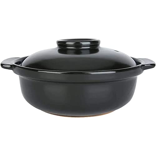 Tontopf Zum Kochen Hochtemperaturbeständiger Schwarzer Keramiktopf Kochtopf Nudelschale Backformen Wärmespeicherung Und Energieeinsparung Für Küchenkochgeschirr,3.8L von Jiawinng