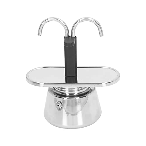 Espressokocher, 100 Ml Doppelrohr-Edelstahl-Kaffeemaschine, Verdickte Kaffeemaschine, Moka-Kanne mit Percolator, Tragbare Mini-Heimwerker-Kaffeekanne mit 2 Tassen für Den Heim- oder Campinggebrauch von Jiawu