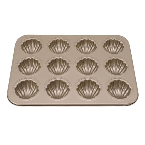 Jiawu 12 Hohlraum -Backform für Kekskuchenschokolade, Einzigartiges Schalenförmiges Design, Mehrzweck -Backform für Verschiedene Kleine Kuchen, Kohlenstoffstahl, Kohlenstoffstahl von Jiawu