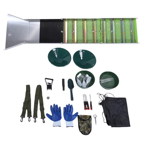 Jiawu 27pcs Komplettes Goldschwenkskit mit Klappschaltkasten, Aluminiumlegierung Gold -Mining -Geräte für Erwachsene, Umfasst Goldene Pfanne, Klassifikatorbildschirm, Rucksack Jiawu 27pcs Komplettes Goldschwenkskit mit Klappschaltkasten, Aluminiumlegierung Gold -Mining -Geräte für Erwachsene, Umfasst Goldene Pfanne, Klassifikatorbildschirm, Rucksack von Jiawu