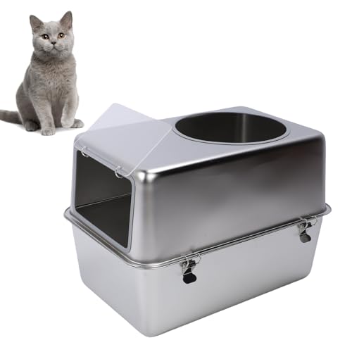Jiawu Edelstahlkatze Katzentoilette, Metallkitty -Katzentoilette mit Schaufel, Obere Eingangsstreupfanne mit Hohen Seiten, Nicht Klebrig, Leicht zu Reinigen, 23,43 X 1755 Zoll Jiawu Edelstahlkatze Katzentoilette, Metallkitty -Katzentoilette mit Schaufel, Obere Eingangsstreupfanne mit Hohen Seiten, Nicht Klebrig, Leicht zu Reinigen, 23,43 X 1755 Zoll von Jiawu