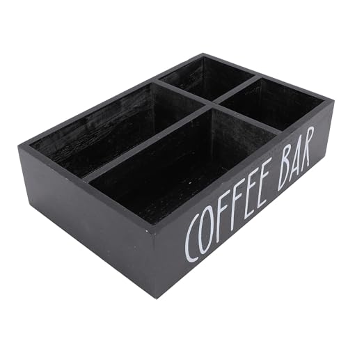 Jiawu Effizienter Holzkaffeestation Organizer für Arbeitsplattenküche, Praktischer Kaffeebar -Lagerkorb mit Einfacher Wartung, ästhetischer Holzbügelzubehör Organizer (BLACK) von Jiawu