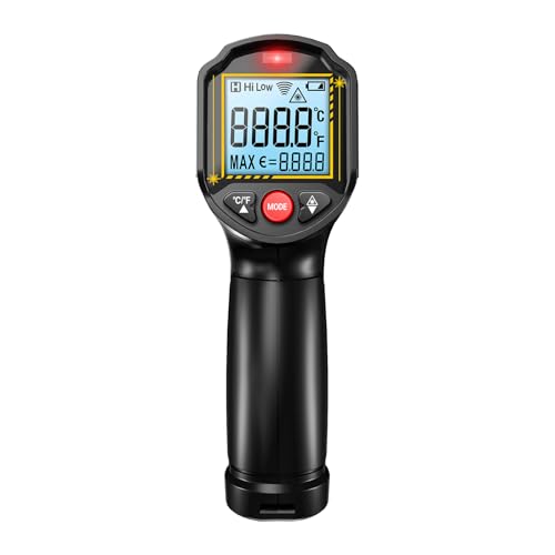 Jiawu Einstellbarer Emissionsvermögen Infrarot -Thermometer LCD -Hintergrundbeleuchtung für die Wartung von Automobilen (BLACK) von Jiawu
