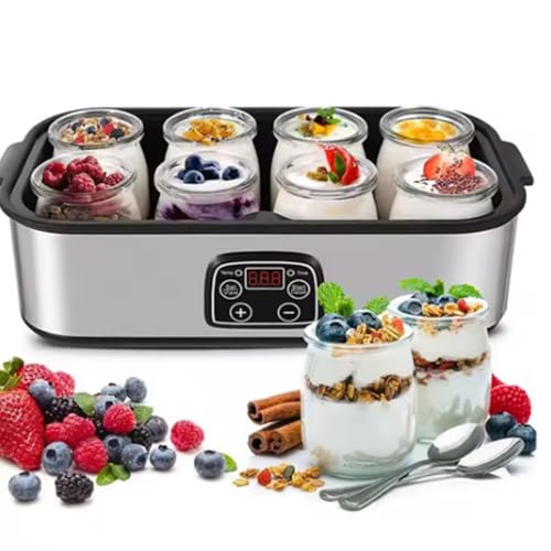 Jiawu Elektrischer Joghurtbereiter mit 8 Gläsern (je 6 oz), Temperaturregelung und Intelligentem Timer, Multifunktionale Automatische Griechische Joghurtmaschine (EU -Stecker 220 V) von Jiawu