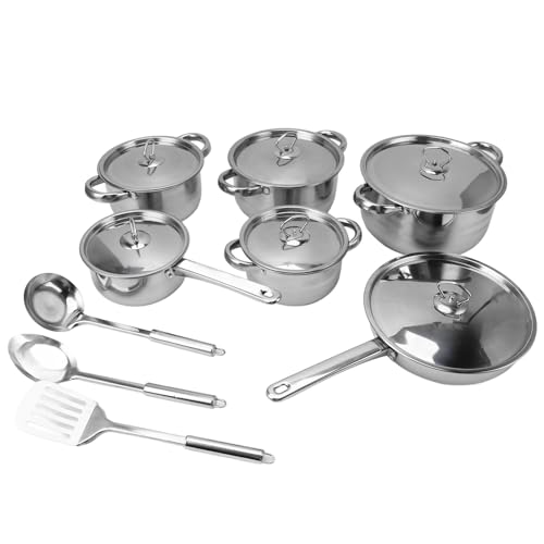 Jiawu Exquisites Edelstahl -Küchenset, Töpfe und Vielseitige Töpfe Zum Braten, Kochen und Eintopf, Ideal für das Hängen des Hauses von Jiawu