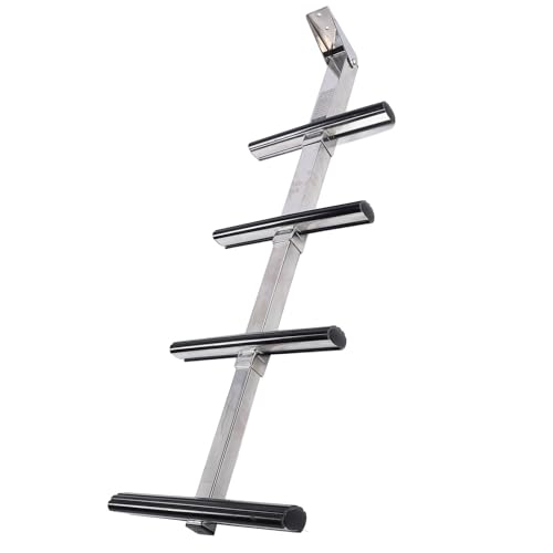 Jiawu Faltbare 4 -Stufen -Boots Tauchleiter Stabiler Marine Boarding Leiter für Yacht Ponton, Federbelastetes Design für Ein Sicheres Boarding aus Tiefem Wasser von Jiawu