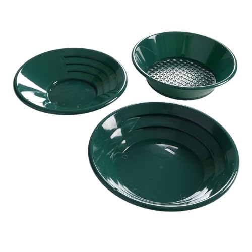 Jiawu Gold Pension Kit, 14 und 15 Zoll Runde Goldschwemmungspanne & 13,8 Zoll Sieb, Goldschwemmungsausrüstung, Outdoor Gold -Prospekting -Werkzeuge, Waschen von Sieb Tray Accessoire von Jiawu