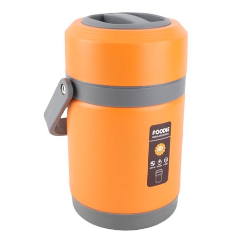 Jiawu Kompakter Thermaltopf in Edelstahl mit Sicherem Geschirrspüler, Geeignet für Desktop -Mitarbeiter, 2L -Kapazität (ORANGE) von Jiawu