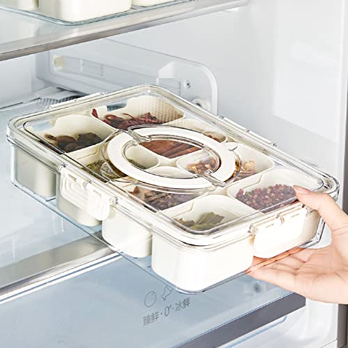 Jiawu Kühlschrank-Lebensmittelbehälter, Großes Fassungsvermögen, Mehrere Gitter, Aufbewahrungsbox, Trennwand-Design mit Deckel für Knödel, Gemüse, Obst (Jiawu5e0hx3ug8a-11) von Jiawu