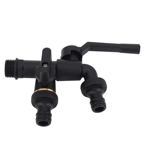 Jiawu Outdoor Double Taps Wasser Wasserhahn Kit Schwerlaste Messing Schwarz für Bewässerung, Autowaschanlage, Gartenschlauch Jiawu Outdoor Double Taps Wasser Wasserhahn Kit Schwerlaste Messing Schwarz für Bewässerung, Autowaschanlage, Gartenschlauch von Jiawu