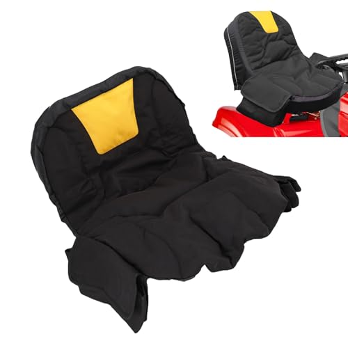 Jiawu Reiten-Rasenmäher-Sitzabdeckung, Rutschfeste Wasserdichte 600D-Traktor-Sitzabdeckung mit Getränkebeutel, Kompatibel mit Cub Cadet, Passt 12,5 "-14" H (Schwarz Gelb) von Jiawu