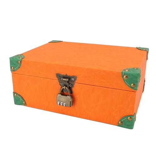 Jiawu Retro Vintage -Stil Holzschmuck Keepsake Storage Box mit Schloss, für Schlafzimmer und Wohnzimmerausstellung (Orange m Größe) von Jiawu