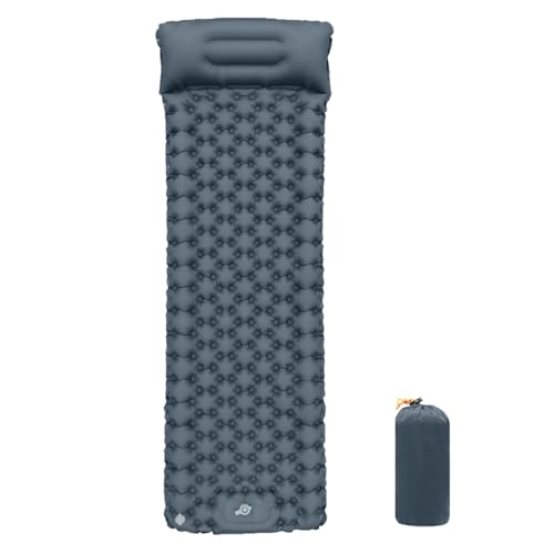 Jiawu Rucksackluftpolster Selbstverletzung Leichtes Schlafmatte mit Fußpumpe, Geräuschloser TPU-Camping-Schlafpolster für Sportwettbewerb (LT29 Cool Grey) von Jiawu
