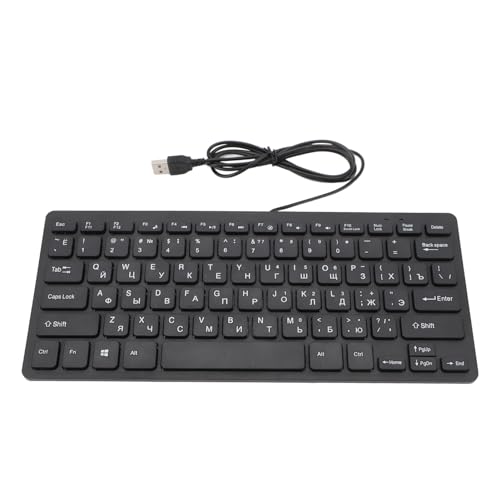 Jiawu Schlanke Tastatur, 78 Tasten, 130 cm Kabel, Richtiges Layout, USB 2.0-Anschluss, Zweisprachige Tastatur für Computer-Desktop-PC (Russisch) von Jiawu