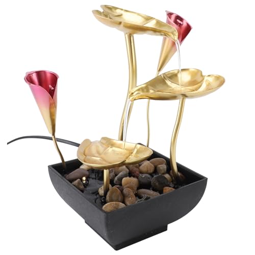 Jiawu Tabletop Wasserfall Brunnen USB -Baumblätter Eisen Vermögen Schreibtisch Dekoration, Umfang Wasserfluss Einstellbarer Pumpe für Wohnzimmerstudienbüro von Jiawu