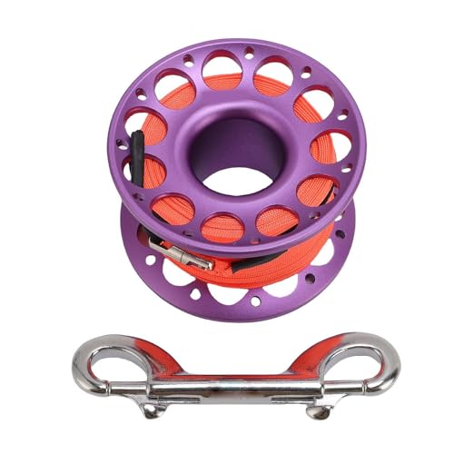Jiawu Tauchwelle, 98,4 Fuß Luftfahrt Aluminium Spulenfinger -Rolle mit Doppelter Ausklammer, Kajak -Anker -Tauch -Rollen Zum Schnorcheln, Wrack -Erkundungen Unter Wasser Tauchen (Purple) von Jiawu