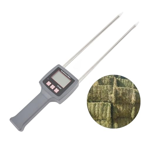 Jiawu Tragbares Heu-Feuchtermeter, Präziser Heu-Feuchter-Tester mit Sonde, 0-80% Messbereich, Digitales Werkzeugfeuchtermesser mit LCD-Display für Ernte, Sojabohnen, Futtergras von Jiawu