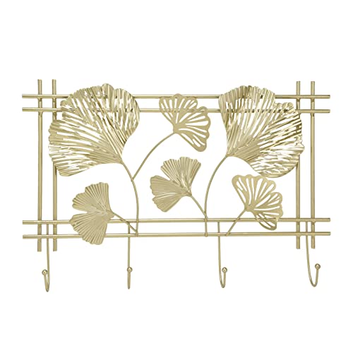 Jiawu Wanddekoration aus Metall, 18''X12'' Goldene Ginkgoblätter Minimalistische Wandkunst aus Echtem Metall mit Rahmen/Haken, Moderne Abstrakte Wandskulptur für Wohnzimmer, Schlafzimmer, Büro von Jiawu