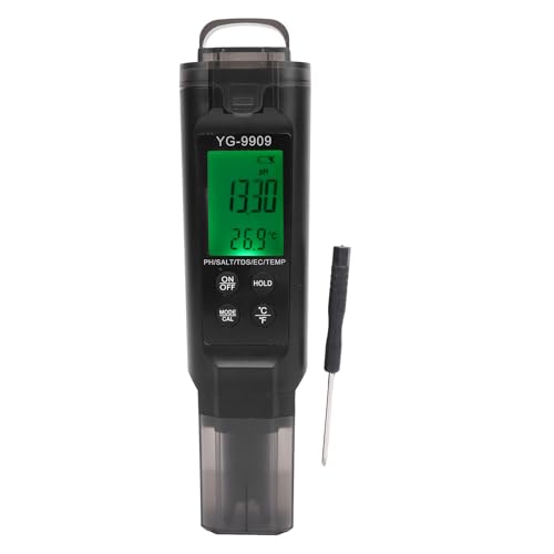 Jiawu Wassertester, Hohe Genauigkeits Hintergrundbeleuchtung LCD -Bildschirm Digitaler Wasserqualitätstester, 5 in 1 PH/EC/TDS/Salz-/Temperatur -Testmesser für Pools, Trinkwasser und Jiawu Wassertester, Hohe Genauigkeits Hintergrundbeleuchtung LCD -Bildschirm Digitaler Wasserqualitätstester, 5 in 1 PH/EC/TDS/Salz-/Temperatur -Testmesser für Pools, Trinkwasser und von Jiawu