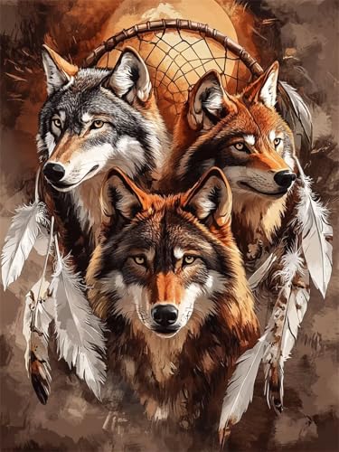 Diamond Painting Erwachsene Wolf Diamant Painting Kleine Traumfänger Bilder, DIY Full Drill Diamant Kunst Malerei Stickerei Set Kreuzstich Bilder für Home Wand Dekor Geschenke Frauen 60x90cm W-824 Diamond Painting Erwachsene Wolf Diamant Painting Kleine Traumfänger Bilder, DIY Full Drill Diamant Kunst Malerei Stickerei Set Kreuzstich Bilder für Home Wand Dekor Geschenke Frauen 60x90cm W-824 von Jiaxaong