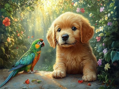 Hund Diamond Painting Erwachsene, 5D Papagei Diamant Painting Bilder Runder Vollbohrer Diamond Art Malerei Anfänger Bastelset, DIY Crystal Art Stickerei Kreuzstich für Deko Wohnzimmer 80x100cm L-930 Hund Diamond Painting Erwachsene, 5D Papagei Diamant Painting Bilder Runder Vollbohrer Diamond Art Malerei Anfänger Bastelset, DIY Crystal Art Stickerei Kreuzstich für Deko Wohnzimmer 80x100cm L-930 von Jiaxaong