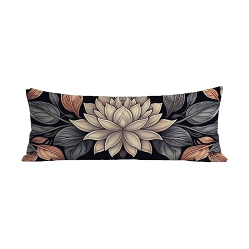 Kissenbezug 40x140 cm Seitenschläferkissen Bezug Grau Seitenschläferkissen Langes Kissen Blume Samt Körperkissen Bezug Schwangerschaftskissen Doppelseitig Drucken Weiche Sleepling Pillow Cover G-17 von Jiaxaong