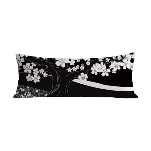 Kissenbezug 50x150 cm Seitenschläferkissen Bezug Schwarz Seitenschläferkissen Langes Kissen Weiß Samt Körperkissen Bezug Schwangerschaftskissen Doppelseitig Drucken Weiche Sleepling Pillow Cover G-33 von Jiaxaong