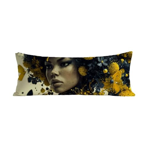 Kissenbezug 60x180 cm Seitenschläferkissen Bezug Schwarz Seitenschläferkissen Langes Kissen Frau Samt Körperkissen Bezug Schwangerschaftskissen Doppelseitig Drucken Weiche Sleepling Pillow Cover G-7 von Jiaxaong