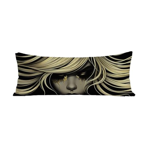 Seitenschläferkissen Bezug 40 x 110 cm Abstrakt Langes Körperkissen Samt Side Sleeper Pillow Cover mit Unsichtbarer Reißverschluss Kissen Bezüge, Schlafen Körperkissen Geschenke für Frauen G-26 von Jiaxaong