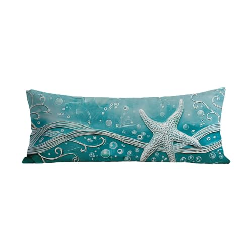 Seitenschläferkissen Bezug 40 x 140 cm Blau Langes Körperkissen Samt Side Sleeper Pillow Cover mit Unsichtbarer Reißverschluss Kissen Bezüge, Schlafen Körperkissen Deko Schlafzimmer, Geschenke G-14 von Jiaxaong