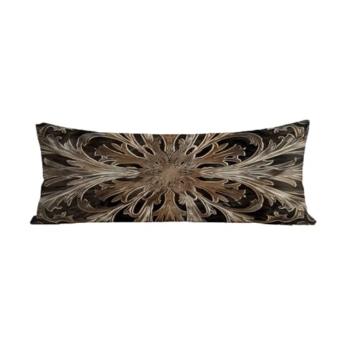 Seitenschläferkissen Bezug 40 x 140 cm Braun Langes Körperkissen Leinen Side Sleeper Pillow Cover mit Unsichtbarer Reißverschluss Kissen Bezüge, Schlafen Körperkissen Deko Schlafzimmer, Geschenke G-16 von Jiaxaong