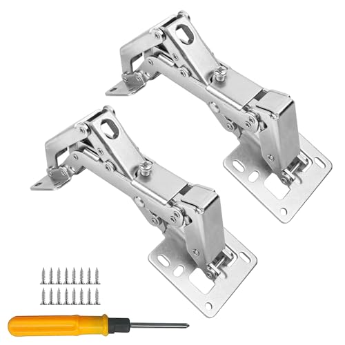 Jiaxitek 2-Pack versteckte Scharniere - 170 Grad Soft Close, hydraulisch einstellbare Aufputz-Schrankscharniere, verdeckte Schrankscharniere für rahmenlose Türen von Jiaxitek