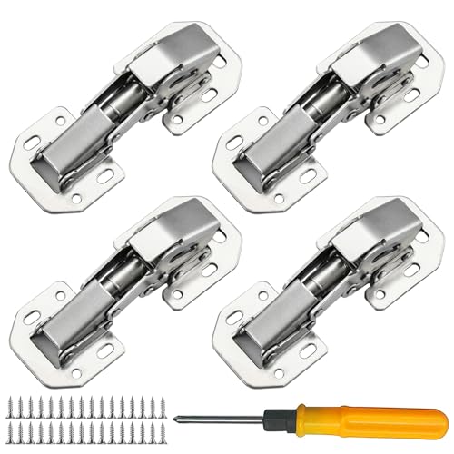 Jiaxitek 4-Pack Soft-Close Scharnier, 90 Grad Schrank Scharnier, Surface Mount Concealed Cabinet Hinge, für Schubladen, Fenster, Schränke, Schranktürscharniere von Jiaxitek