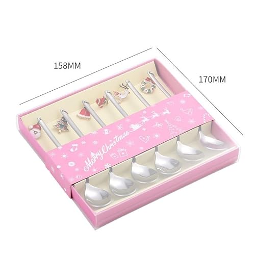 Jiayaus 12 Stück Weihnachtslöffel Set, 6 Edelstahl Weihnachts Kaffee Löffel und 6 Gabeln, Weihnachtsgeschirr mit Geschenkbox, Weihnachten Besteck Für Weihnachtsfeier Tischdekorationen(Silber) von Jiayaus