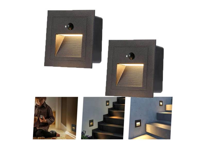 Jibenhome Außen-Wandleuchte LED Treppenlicht, IP65 Stufenleuchte mit Bewegungssensor, WarmWeiß, LED fest integriert, Wasserdicht, Dusk to Dawn - ideal für Treppen, Terrassen & Gärten von Jibenhome