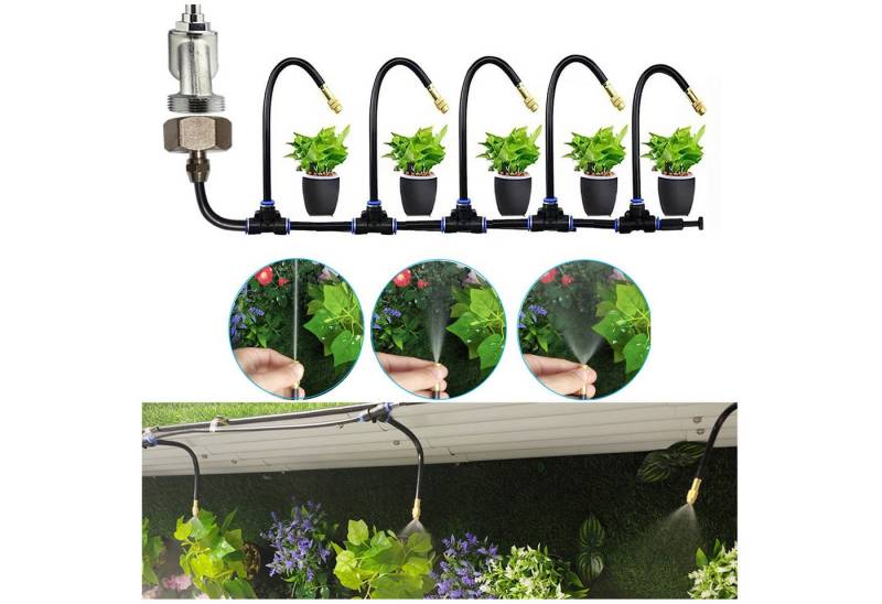 Jibenhome Bewässerungssystem Automatische Bewässerung,Bewässerungssystem Garten Balkon Gewächshaus, 5M Sprinkler Flexibel Wassersparend Einstellbare Sprühdüse von Jibenhome