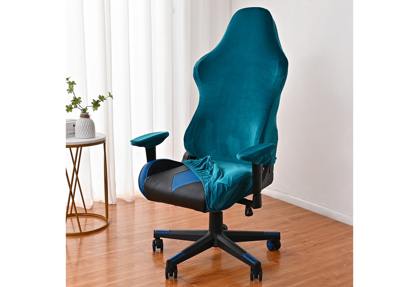 Jibenhome Bürostuhlhusse Stuhlbezug Samt Gaming Stuhl Bezüge mit 2-St Armlehnenbezug, Elastische Jibenhome Bürostuhlhusse Stuhlbezug Samt Gaming Stuhl Bezüge mit 2-St Armlehnenbezug, Elastische von Jibenhome
