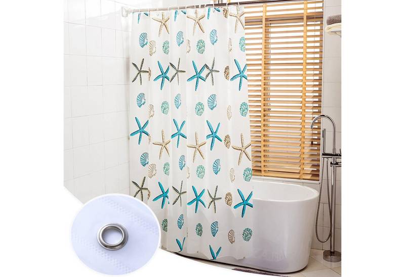 Jibenhome Duschrollo Duschvorhang Wasserdicht PEVA-Duschvorhang mit Seesternmotiv, mit Ösen & Haken Jibenhome Duschrollo Duschvorhang Wasserdicht PEVA-Duschvorhang mit Seesternmotiv, mit Ösen & Haken von Jibenhome