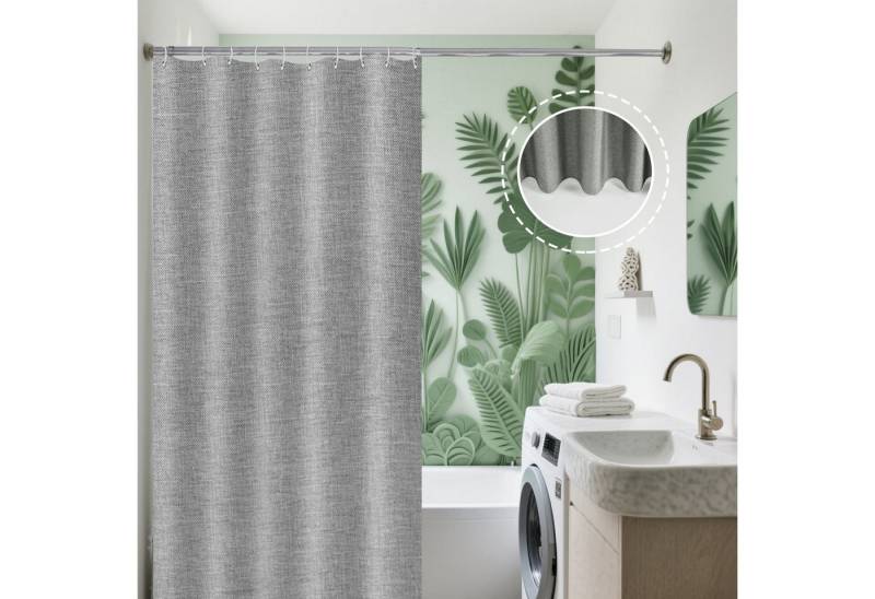 Jibenhome Duschvorhang Duschschirm Leinen Texturiert Duschvorhang Drapierung mit Ringe, Waschbar Stoff Badvorhang von Jibenhome