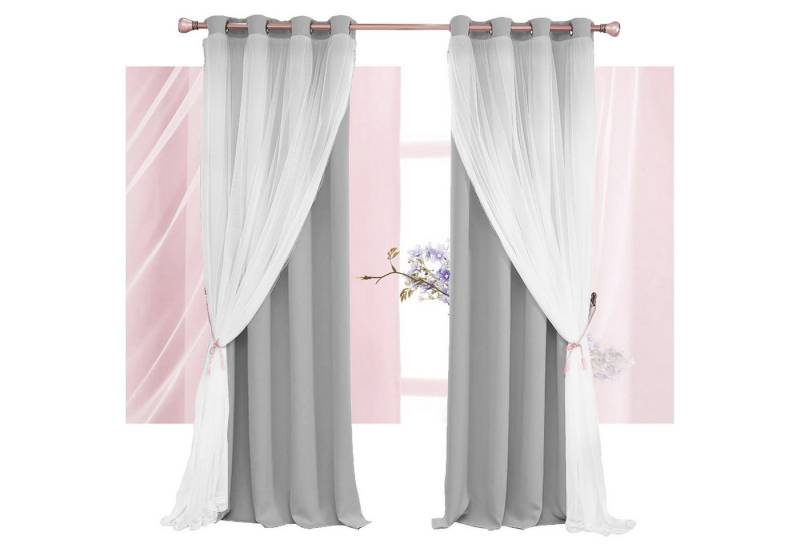 Jibenhome Gardine Ösenvorhang Doppelschicht Wärmeisolierter Blickdicht Vorhang (2 St) von Jibenhome