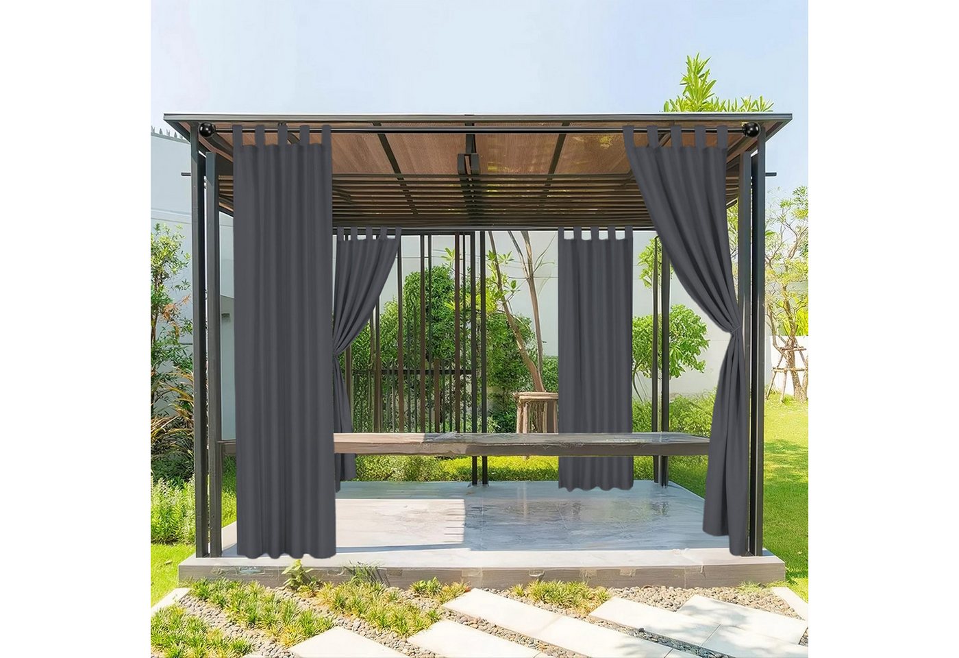 Jibenhome Gardine Outdoorgardine,Balkon Gardine,Outdoor Vorhänge Wetterfest, (1 St), Lichtschutz, Aufhängung mit Laschen,Verstärkte Stangentasche unten von Jibenhome