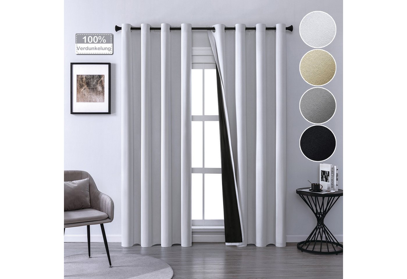 Jibenhome Gardine Verdunkelungsvorhang mit Ösen, Vorhänge Wohnzimmer Blickdicht 2er Set, verdunkelnd, Ultraleicht und leicht,Kälteisolierung,Sonnenschutz,Schalldämmung von Jibenhome