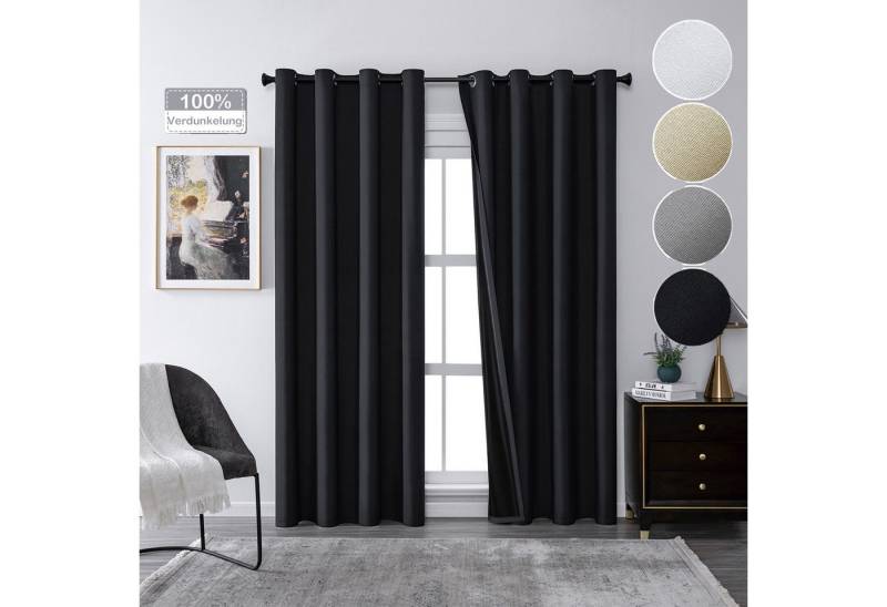 Jibenhome Gardine Verdunkelungsvorhang mit Ösen, Vorhänge Wohnzimmer Blickdicht 2er Set, verdunkelnd, Ultraleicht und leicht,Kälteisolierung,Sonnenschutz,Schalldämmung von Jibenhome