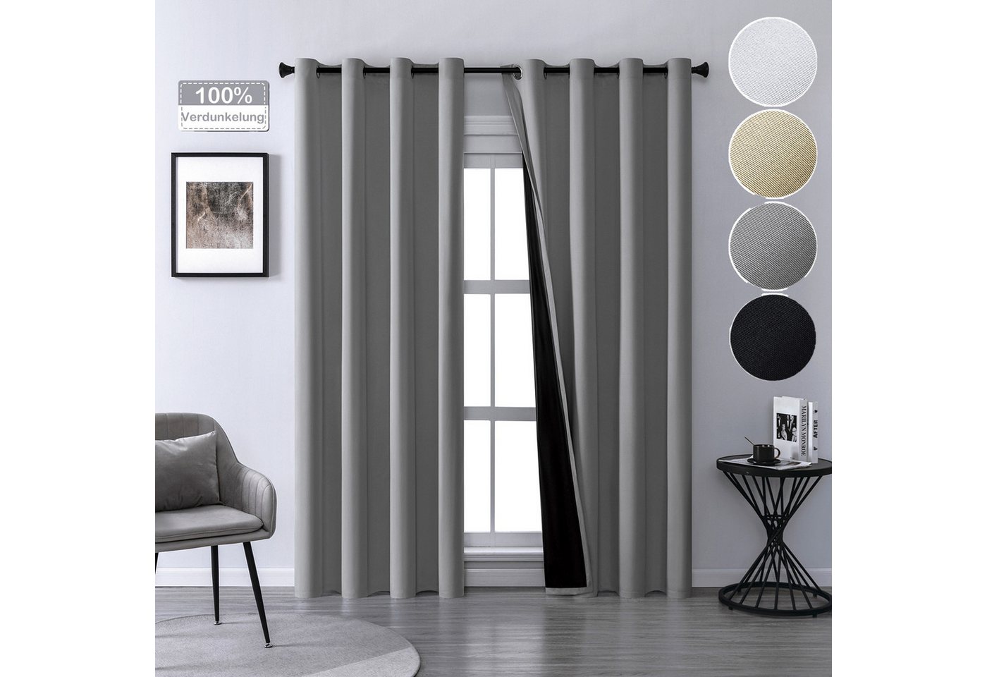 Jibenhome Gardine Verdunkelungsvorhang mit Ösen, Vorhänge Wohnzimmer Blickdicht 2er Set, verdunkelnd, Ultraleicht und leicht,Kälteisolierung,Sonnenschutz,Schalldämmung von Jibenhome
