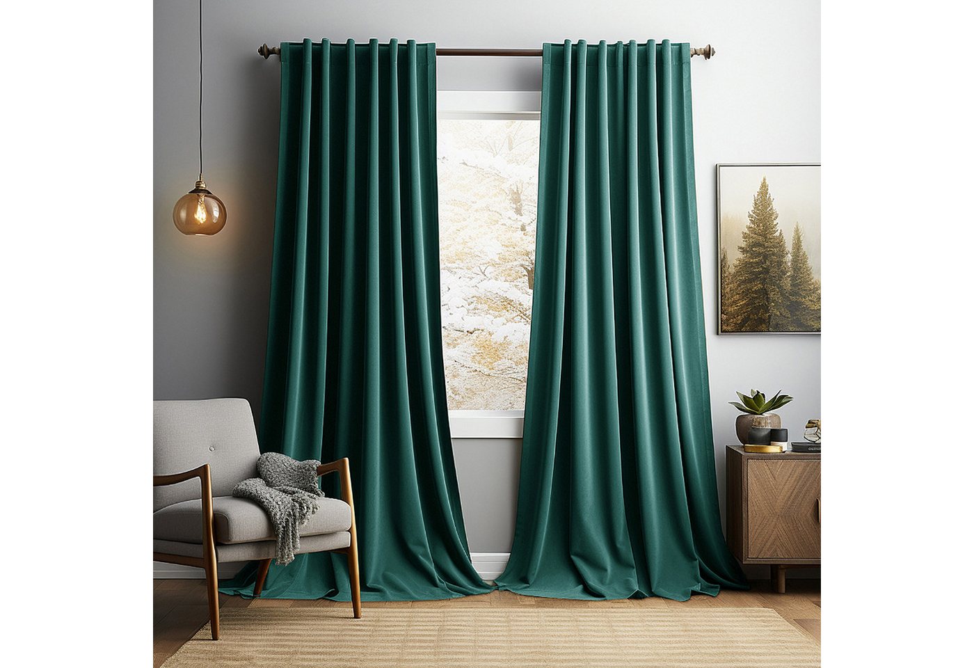 Jibenhome Gardine Weihnachten Gardinen,Samt Vorhänge Blickdicht 2er Set, (2 St), verdunkelnd, Kräuselband Weihnachtsgardinen,für Wohnzimmer Schlafzimmer Winter von Jibenhome