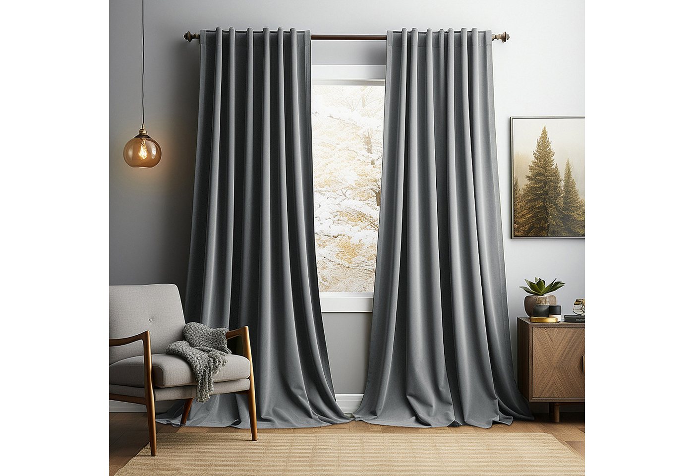 Jibenhome Gardine Weihnachten Gardinen,Samt Vorhänge Blickdicht 2er Set (2 St), verdunkelnd, Kräuselband Weihnachtsgardinen,für Wohnzimmer Schlafzimmer Winter von Jibenhome