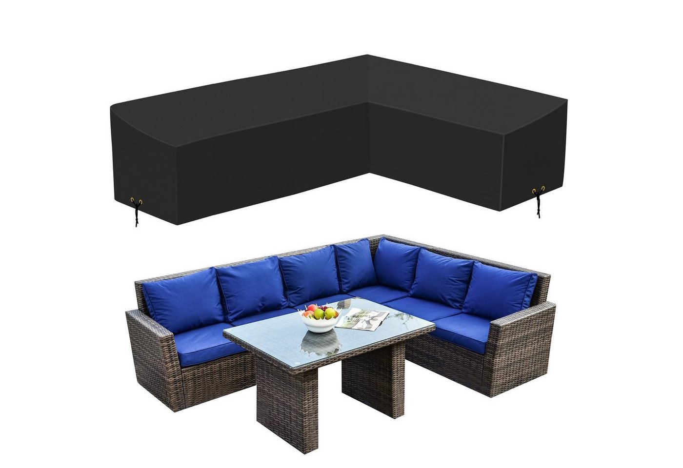 Jibenhome Gartenmöbel-Schutzhülle L-Form Gartenmöbel Abdeckung Wasserdicht Schwerlast 420D Oxford Gewebe, Winterfest Winddicht UV Beständiges Schutzhülle für Loungemöbel, Sofa von Jibenhome