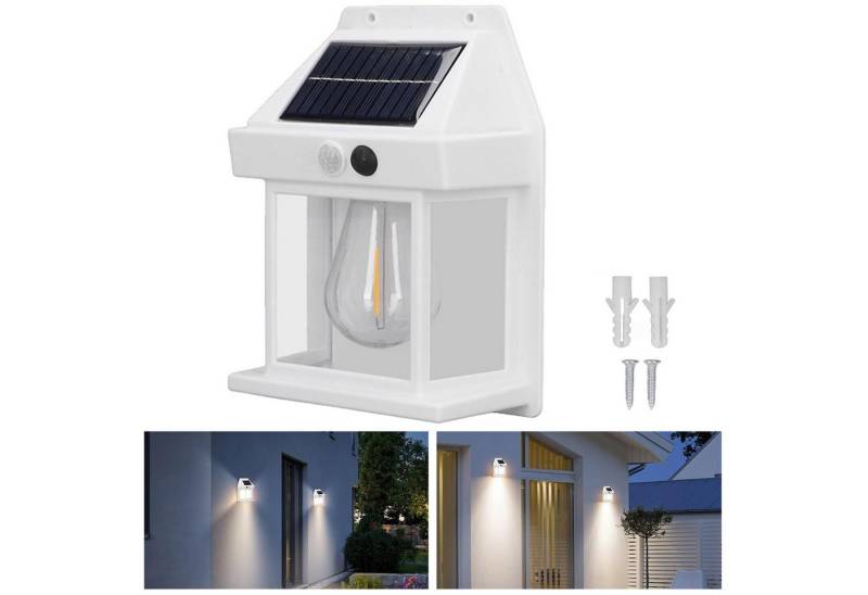 Jibenhome LED Außen-Wandleuchte LED Solarwandleuchte 3 Modi Bewegungssensor Solar-Wandlaterne, IP44, Warmweiß,1 Stück, LED fest integriert, Kabellos Solar Gartenlaterne, Wasserdicht von Jibenhome