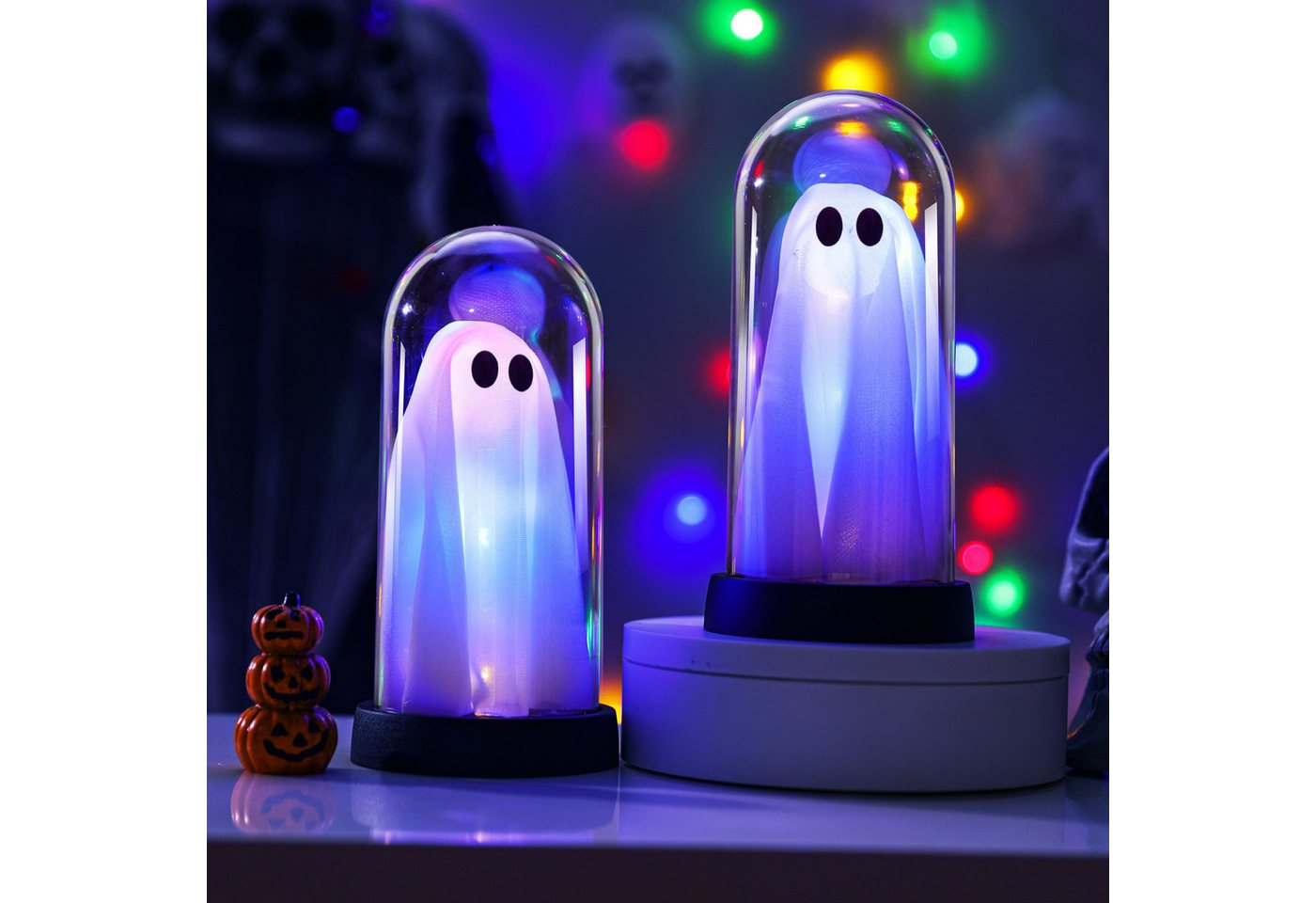 Jibenhome LED Dekofigur LED Geisterlampe in Glas, Halloween Deko Nachtlicht Batteriebetrieben, Buntes, für Partys,Wohnzimmer & Garten Jibenhome LED Dekofigur LED Geisterlampe in Glas, Halloween Deko Nachtlicht Batteriebetrieben, Buntes, für Partys,Wohnzimmer & Garten von Jibenhome