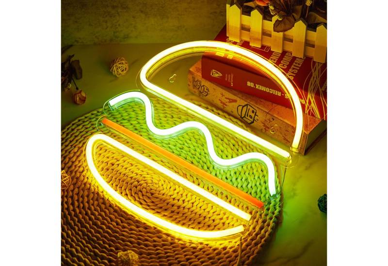 JIBENNEON LED Dekolicht Acryl LED-Neonschil Neon Sign USB Schalter Gaming Wandleuchte, Hamburger, LED fest integriert, für Zimmer Gaming Room Spielzimmer Schlafzimmer von JIBENNEON